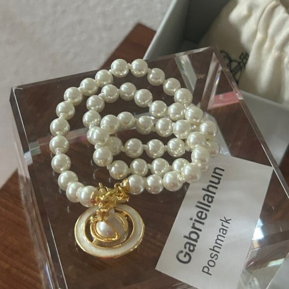 Vivienne Westwood SIMONETTA 3D Orb ENAMEL Pearl Choker Necklace